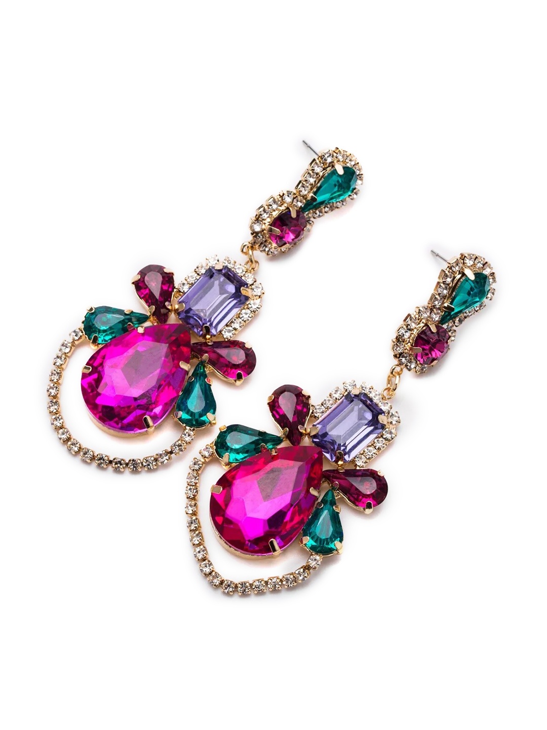 

AVANT-GARDE PARIS Women Purple And Green Geometric Drop Earrings