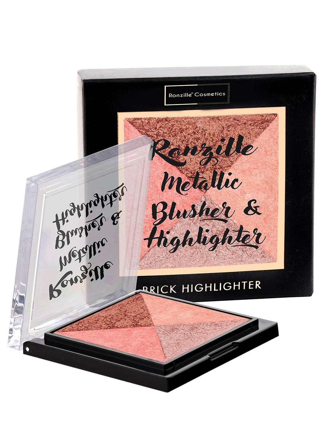 

Ronzille Square Baked Blusher and Brick Highlighter - 05, Rose gold