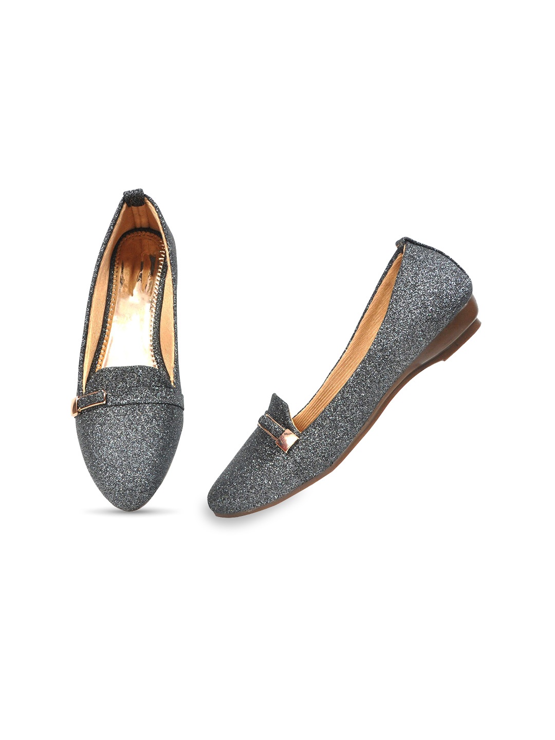

KICKONN Women Grey Embellished Party Ballerinas Flats