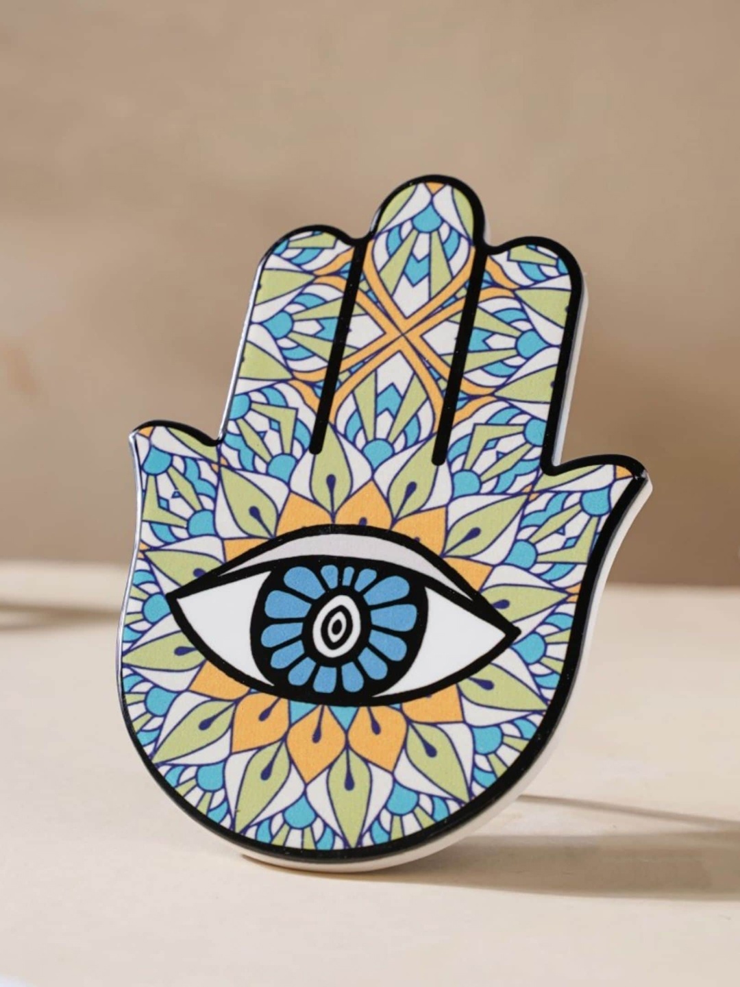 

Nestasia Blue and Green Hamsa Hand Decor With StandShowpieces