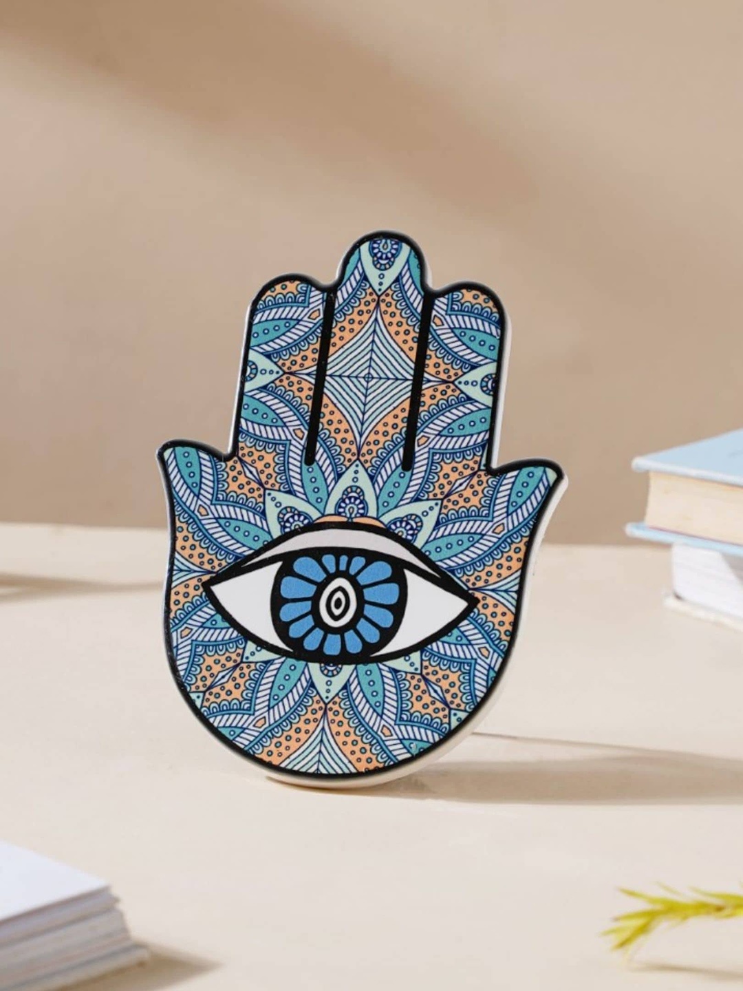 

Nestasia Blue, Black & Orange Hand Decor Printed With Stand Showpiece