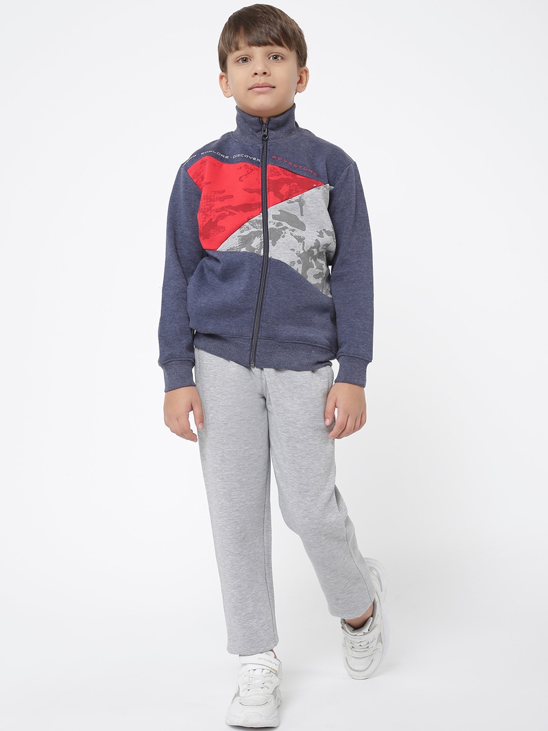 

Sweet Dreams Boys Navy-Blue & Grey Color Blocked Tracksuit
