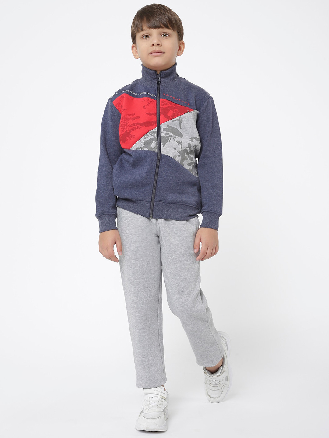 

Sweet Dreams Boys Navy Blue & Grey Colorblocked & Printed Tracksuits