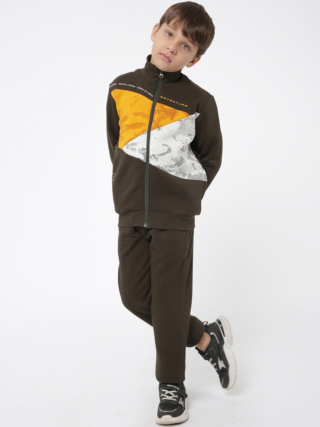 

Sweet Dreams Boys Olive Green & Yellow Colourblocked Tracksuit