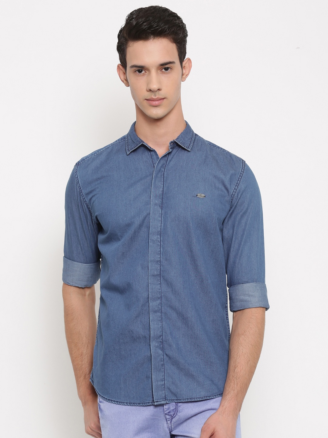 

Nature Casuals Men Blue Slim Fit Solid Casual Shirt