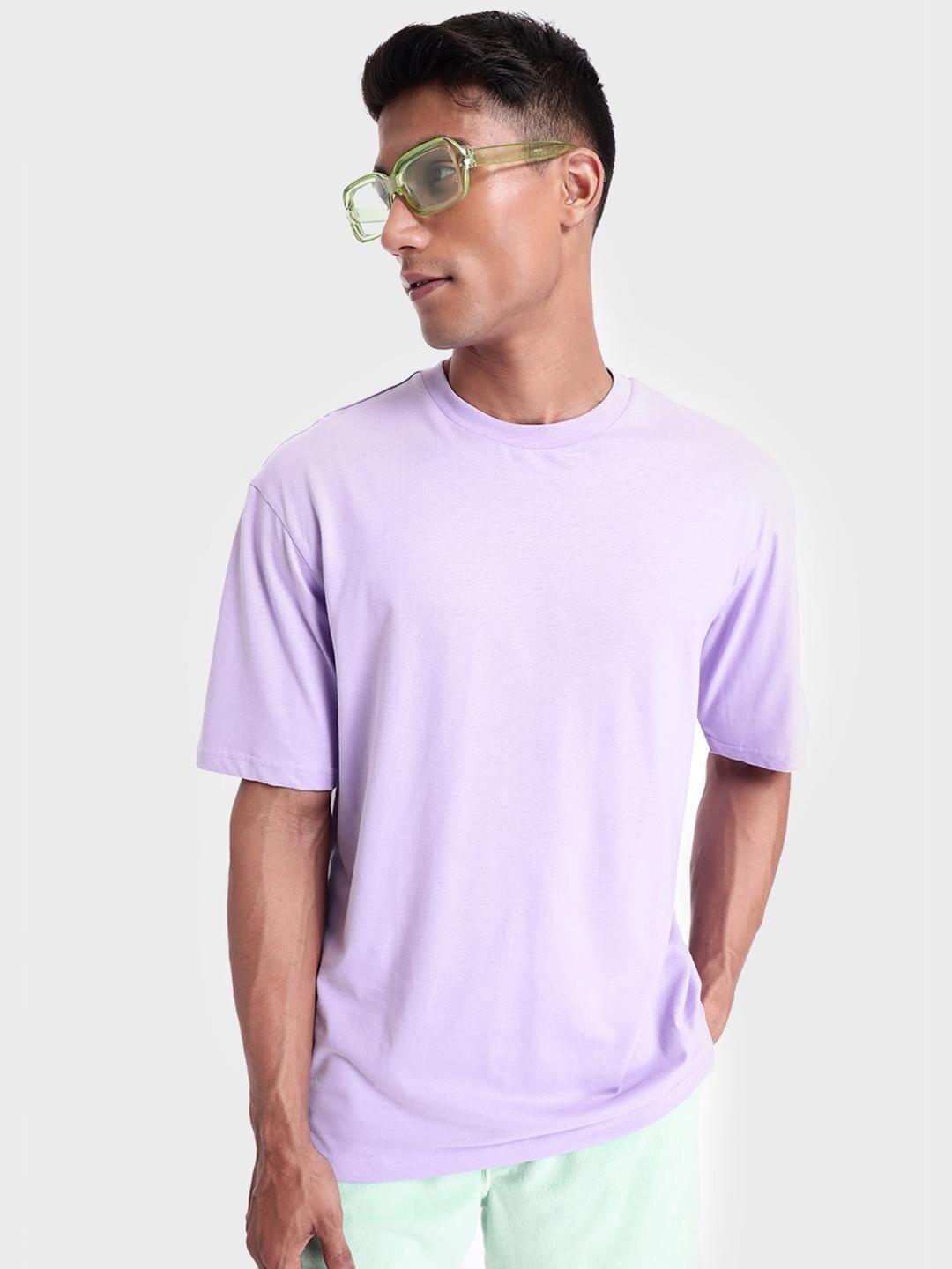 

Bewakoof Men Purple Loose Fit Cotton T-shirt