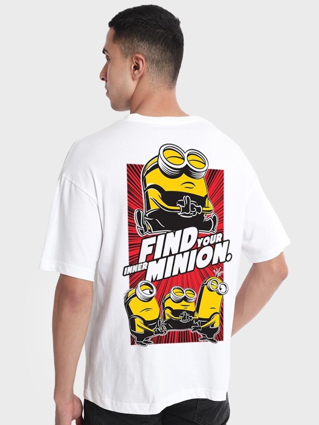 

Bewakoof Men White Typography Printed Oversized Cotton T-shirt