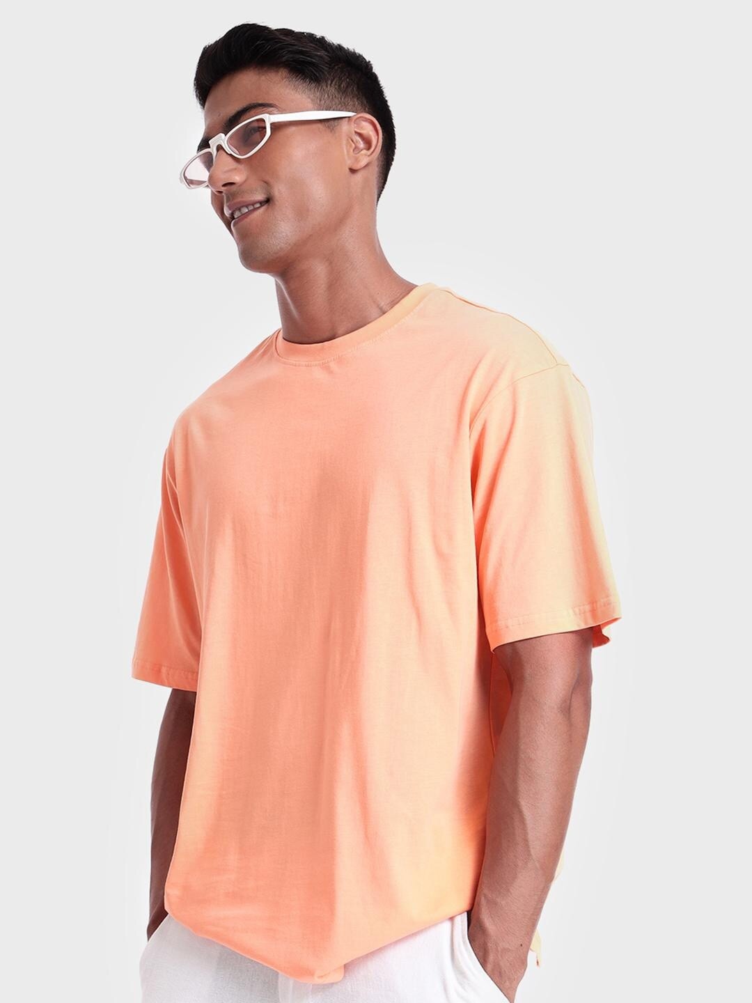 

Bewakoof Men Copper-Toned Cotton Oversized T-shirt