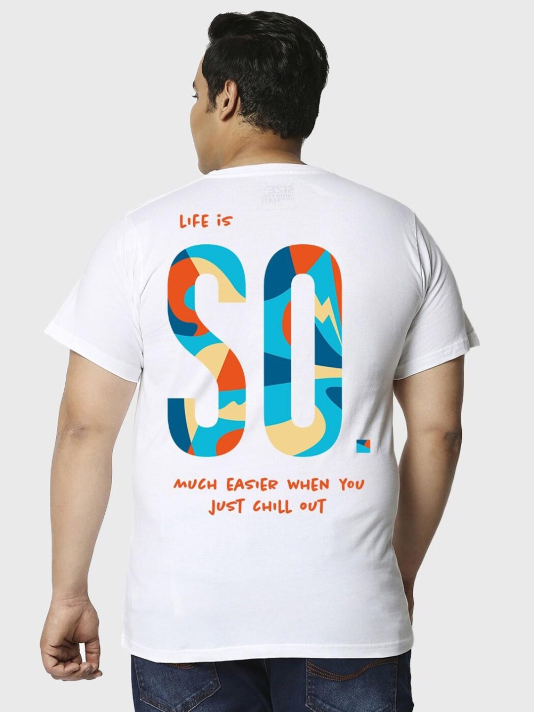 

Bewakoof Plus Men White Typography T-shirt