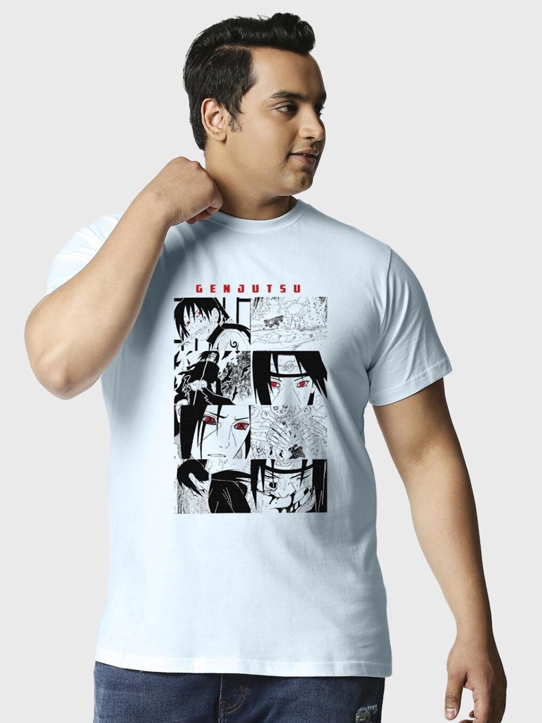 

Bewakoof Plus Men Plus Size Blue Printed T-shirt