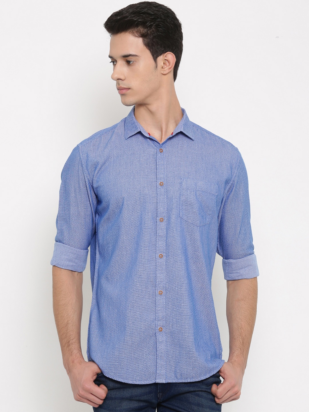 

Nature Casuals Men Blue Slim Fit Self-Design Casual Shirt