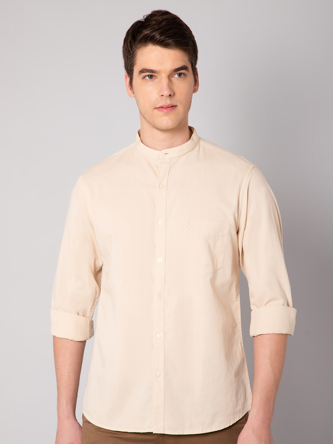 

Cantabil Men Beige Solid Casual Cotton Shirt