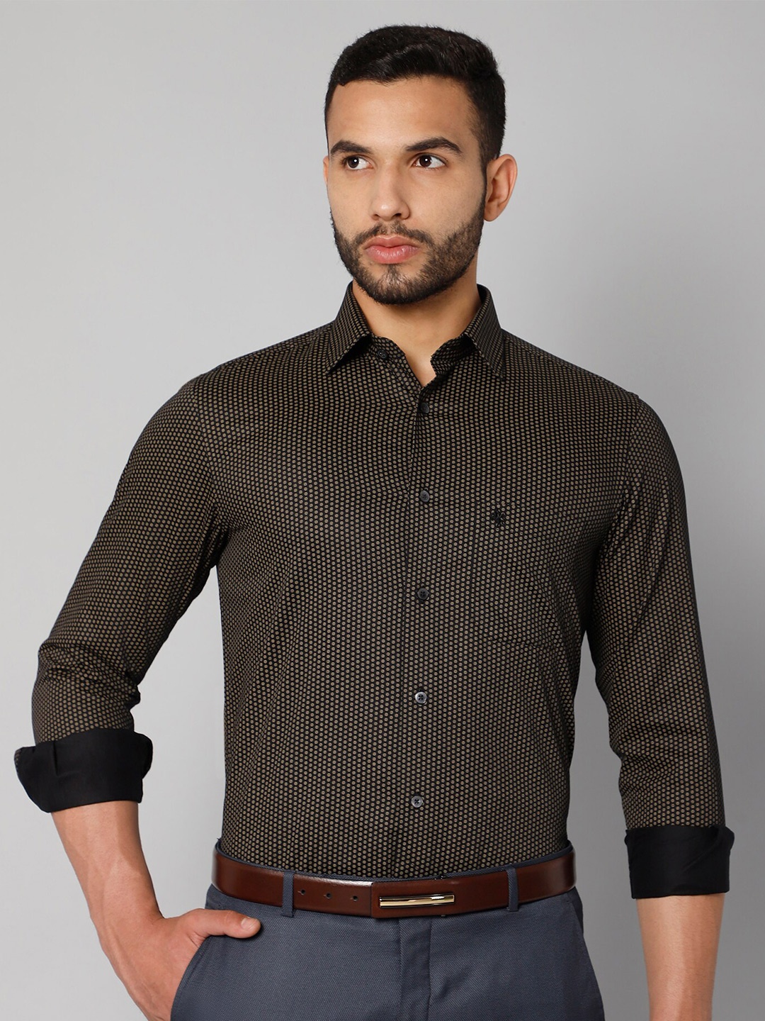 

Cantabil Men Black Printed Formal Shirt