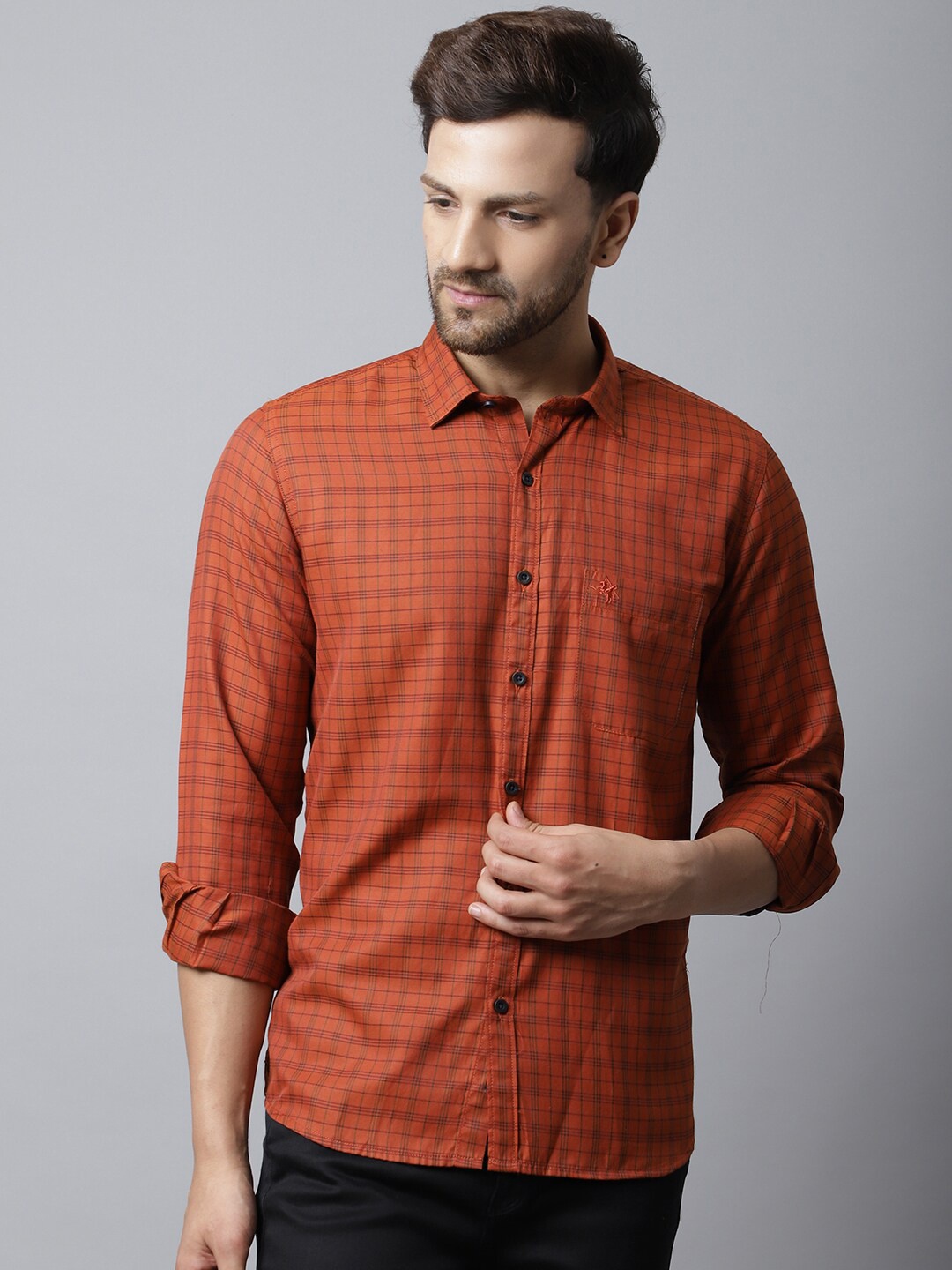 

Cantabil Men Red Checked Casual Shirt