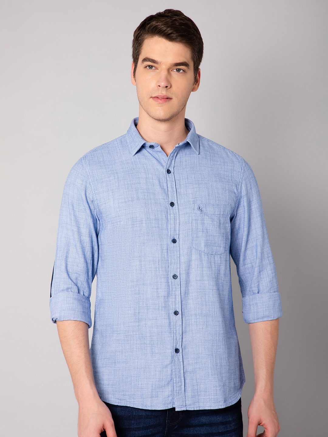 

Cantabil Men Blue Casual Cotton Shirt