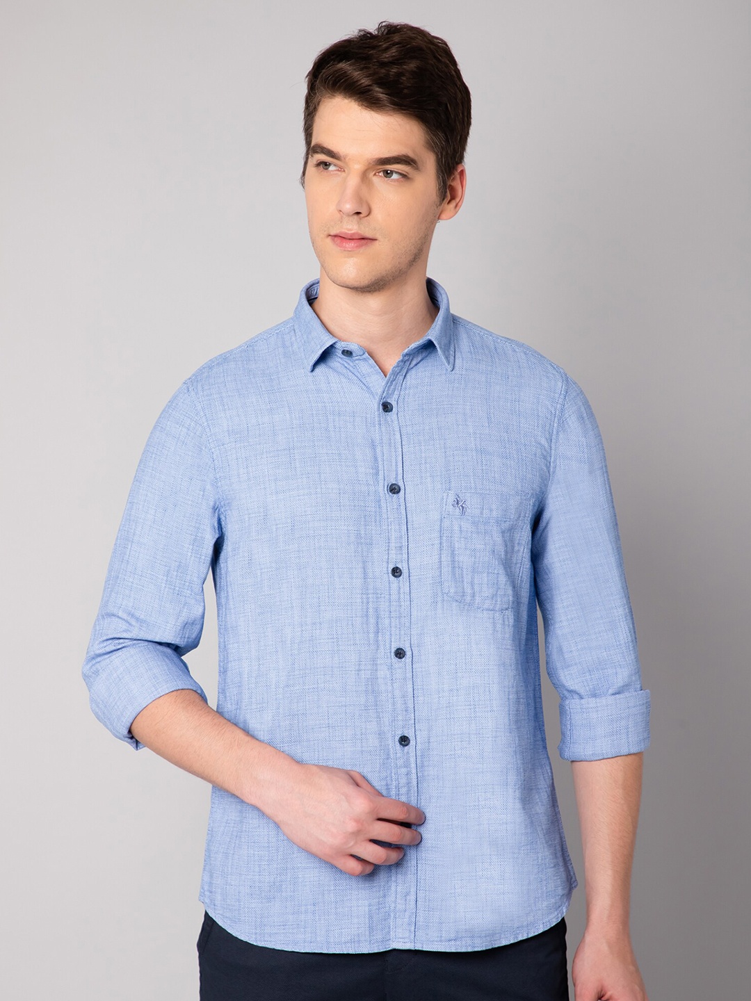 

Cantabil Men Blue Solid Casual Shirt