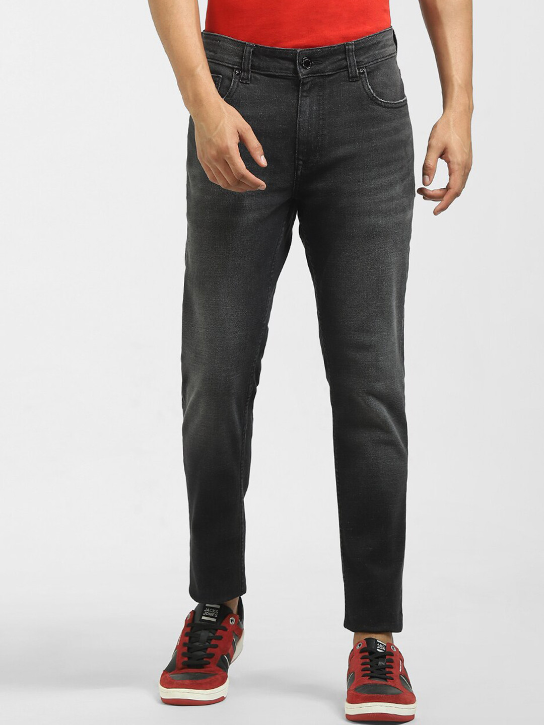 

Jack & Jones Men Black Skinny Fit Low-Rise Heavy Fade Jeans