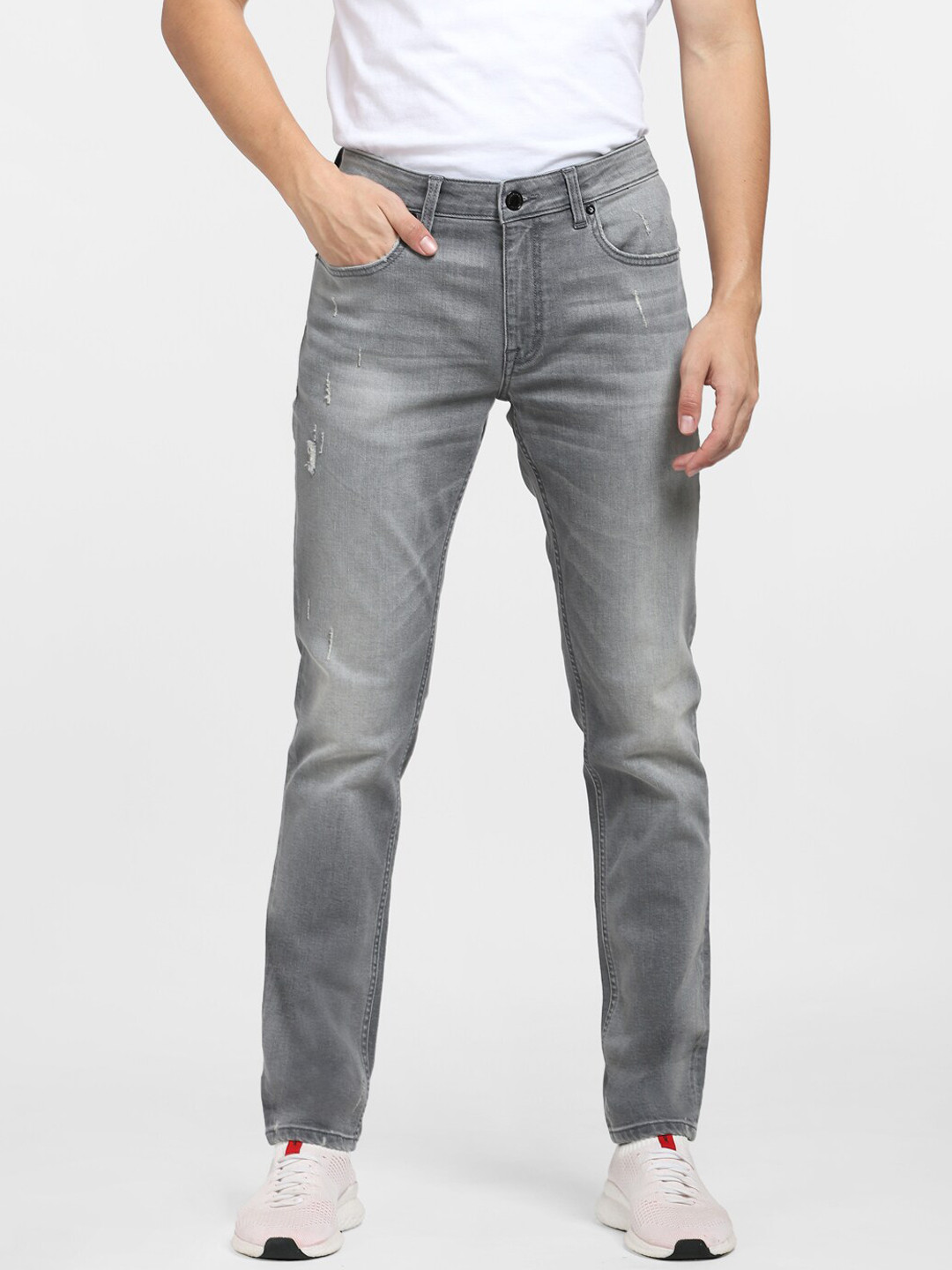

Jack & Jones Men Grey Slim Fit Low-Rise Jeans