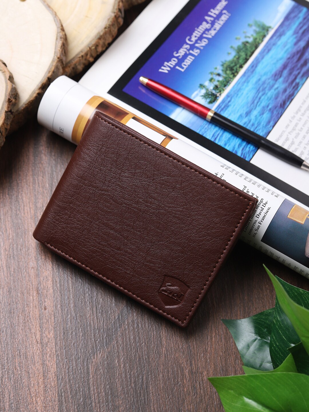 

SAMTROH Men Brown Textured Two Fold Wallet