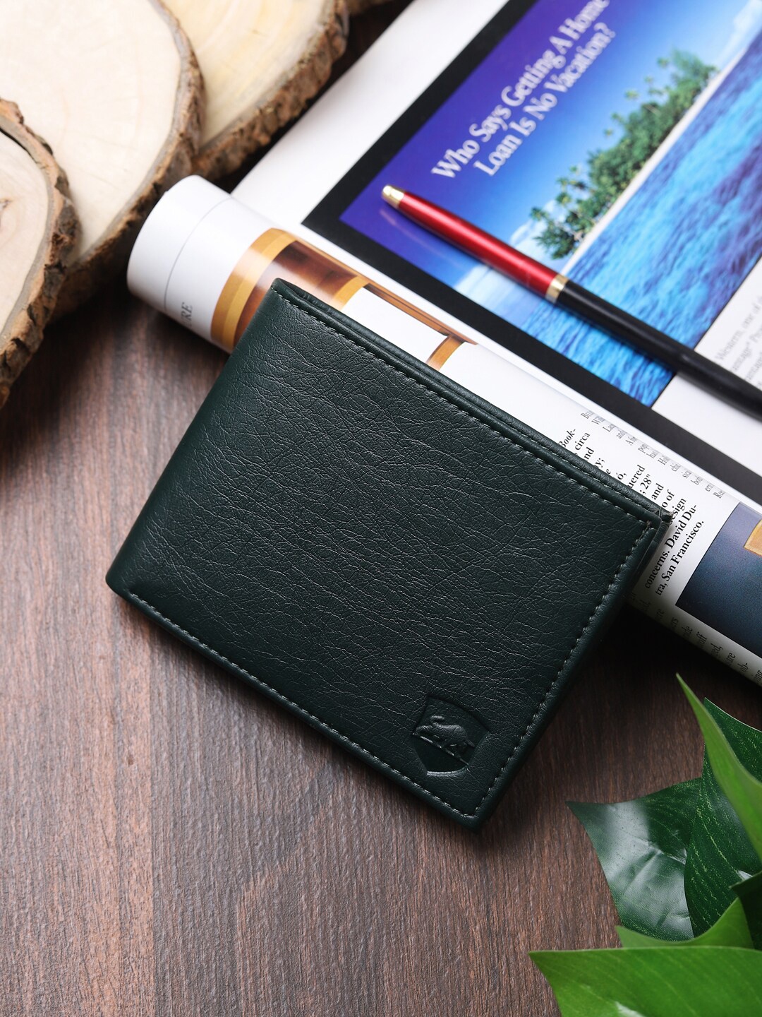 

SAMTROH Men Green PU Two Fold Wallet