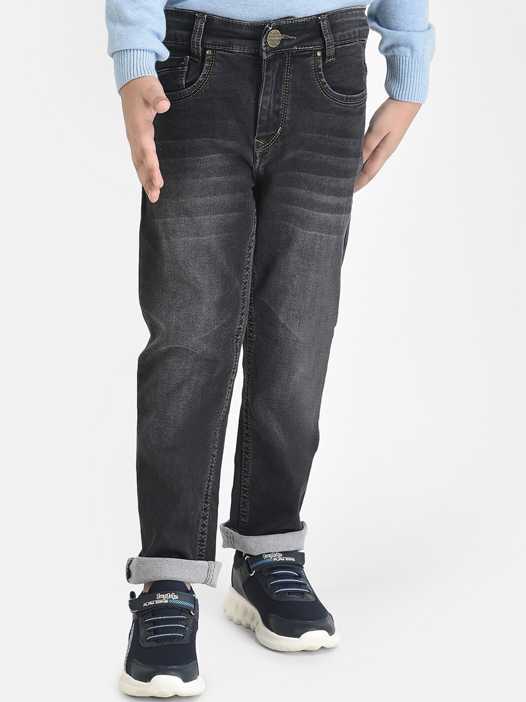 

Crimsoune Club Boys Grey Comfort Low Distress Light Fade Jeans