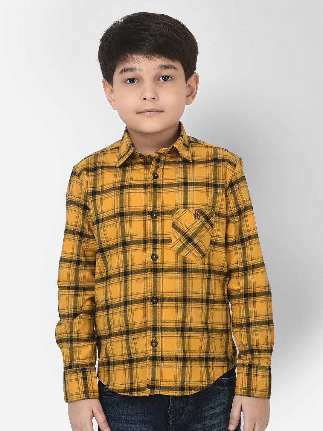 

Crimsoune Club Boys Mustard Comfort Tartan Checked Casual Shirt