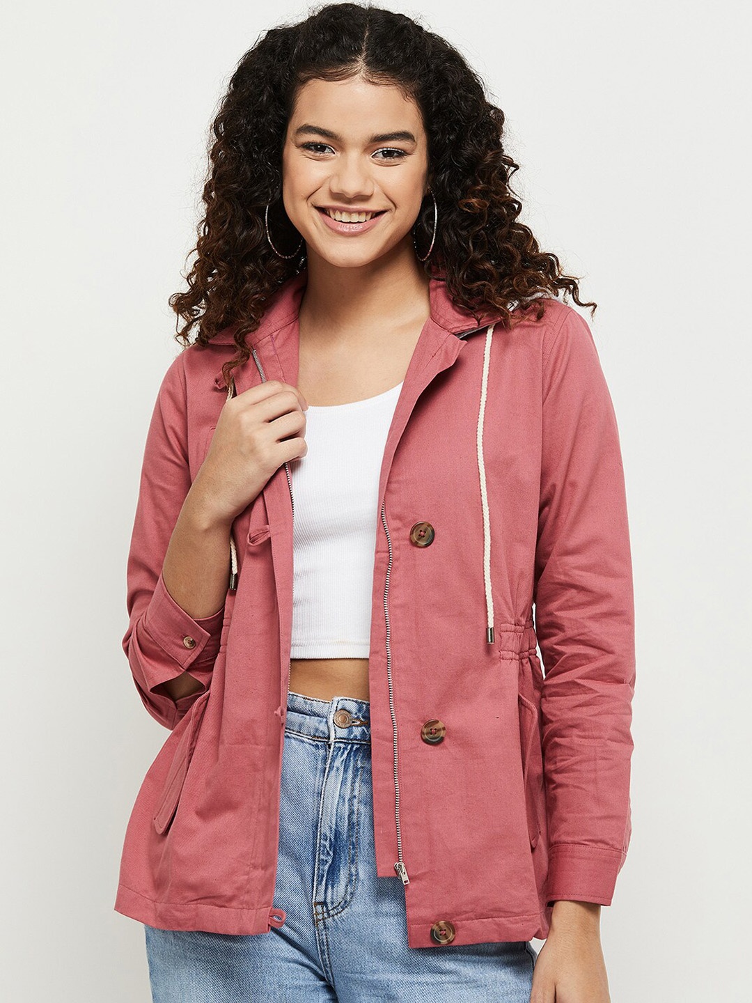 

max Women Mauve Windcheater Tailored Pure Cotton Jacket