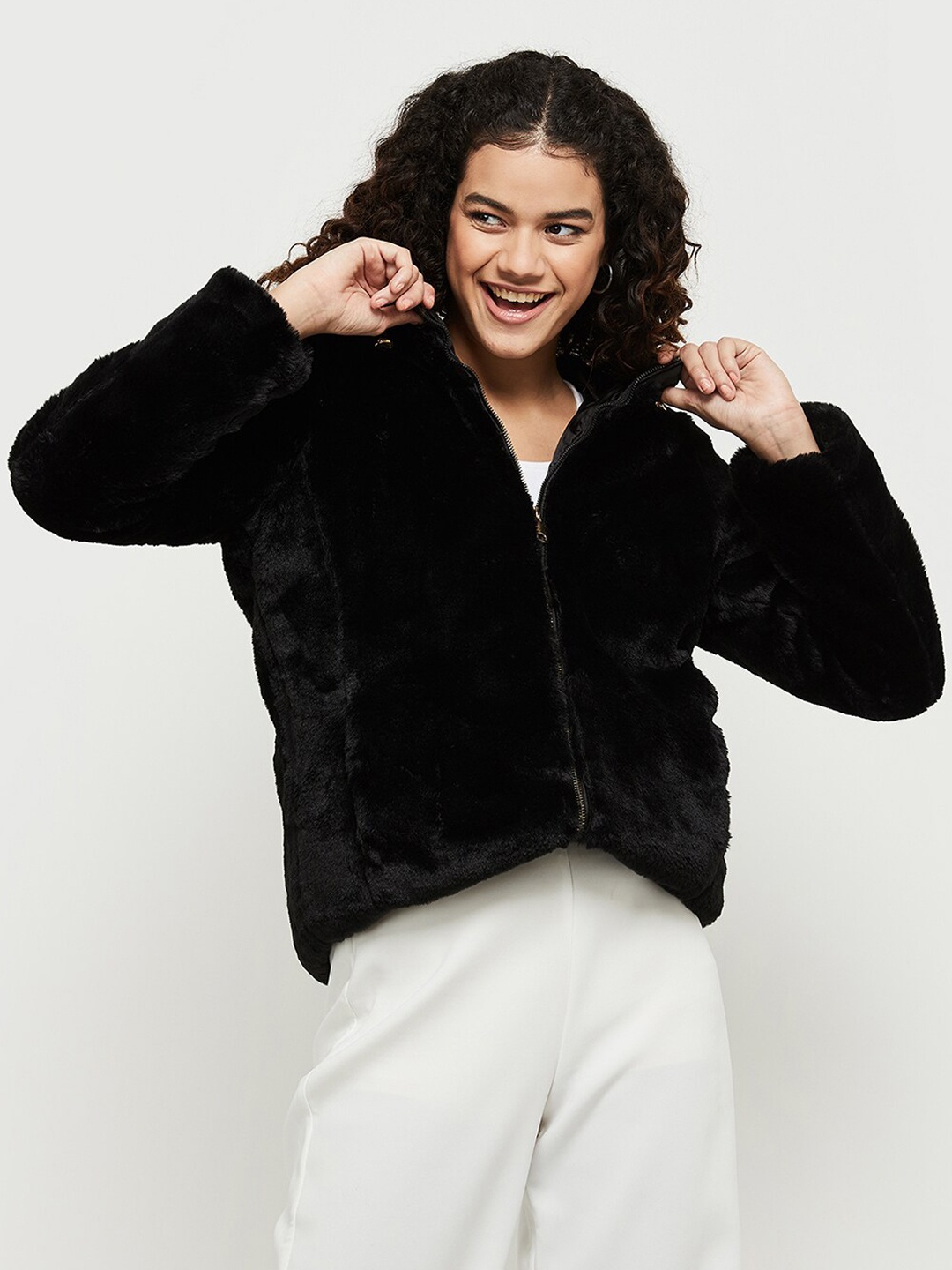 

max Women Black Windcheater Bomber Jacket