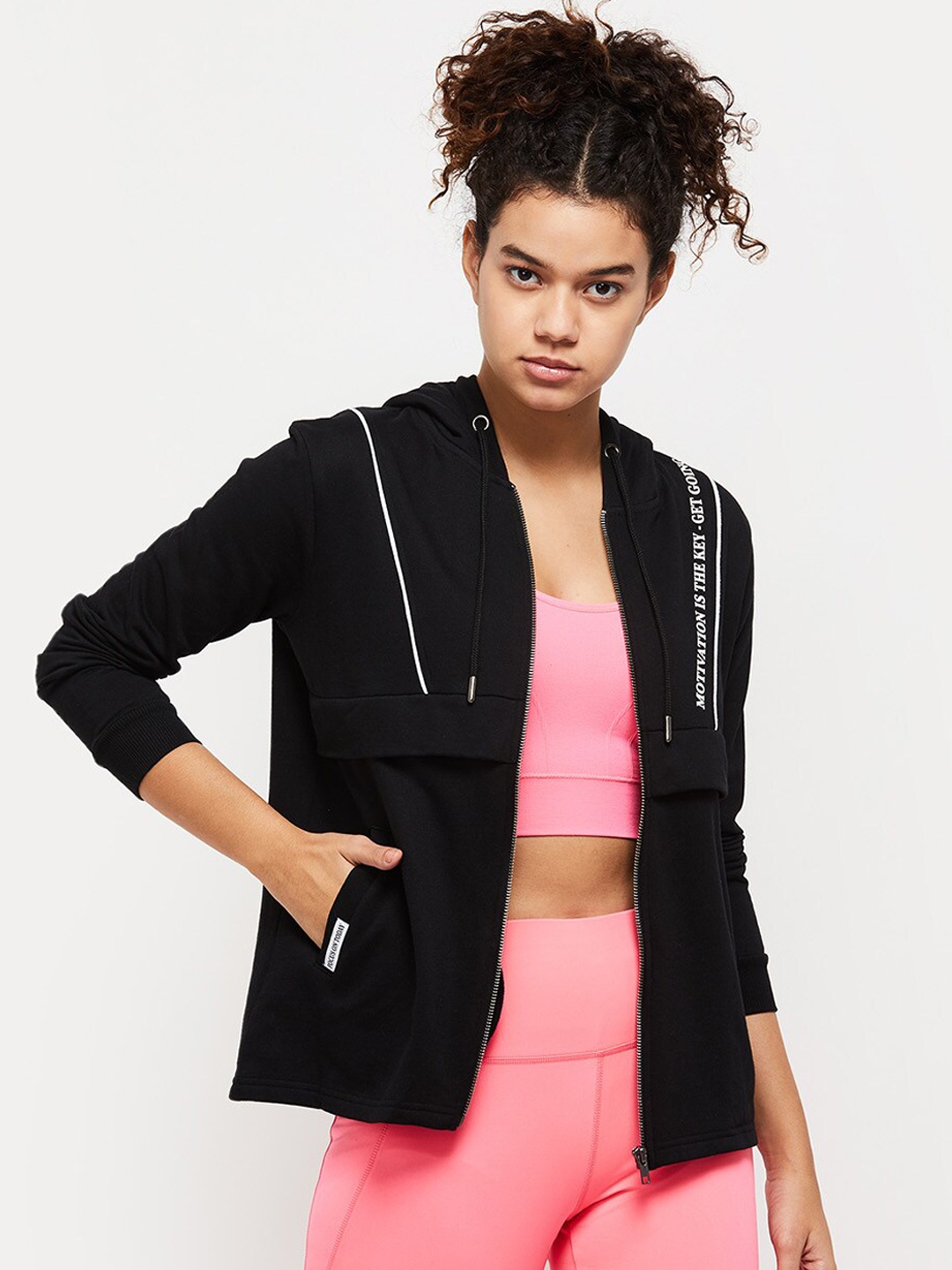 

max Women Black Typography Windcheater Tailored Jacket