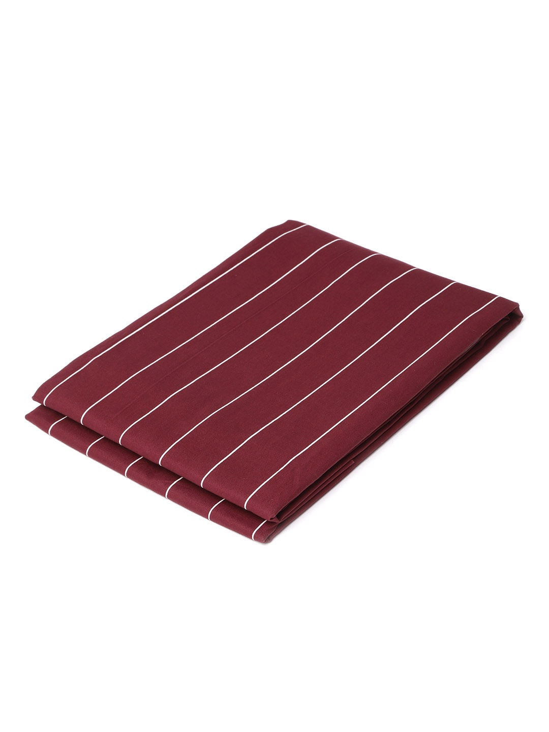 

LONDON CROSS Men Maroon & White Striped Pure Cotton Shirt Fabric