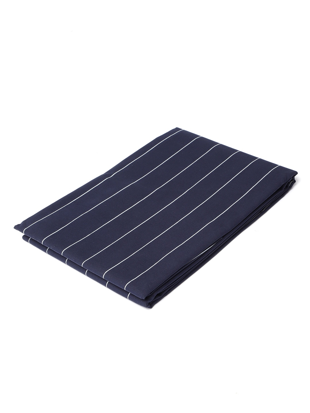 

LONDON CROSS Men Navy Blue & White Striped Pure Cotton Shirt Fabric