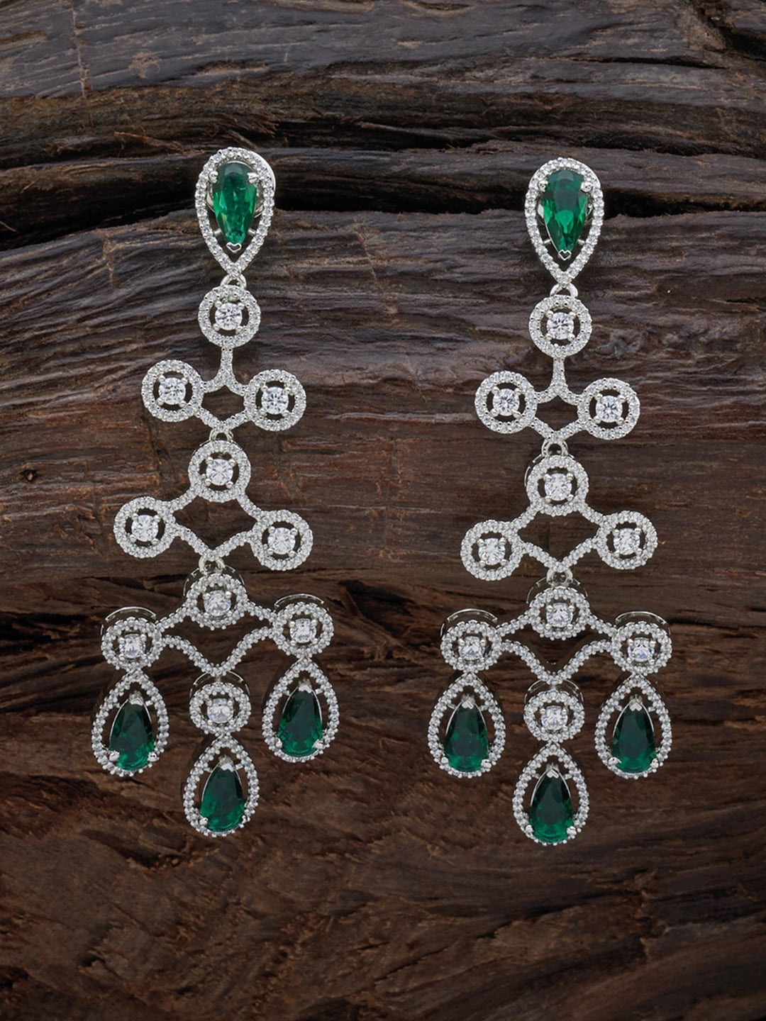 

Kushal's Fashion Jewellery Women White & Green Contemporary Drop Earrings