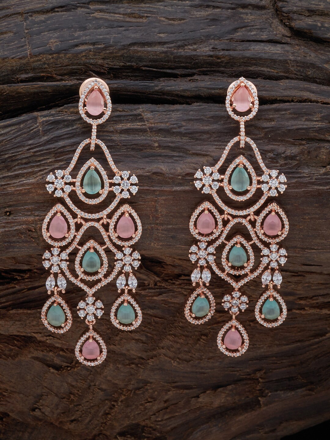 

Kushal's Fashion Jewellery Pink & Green Contemporary Drop Earrings