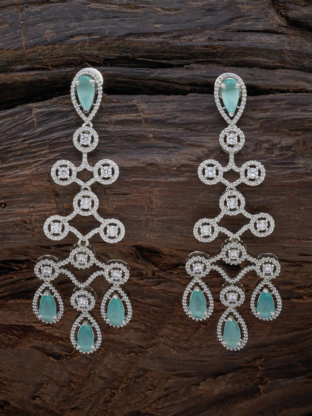 

Kushal's Fashion Jewellery Sea Green Teardrop Shaped Drop Earrings