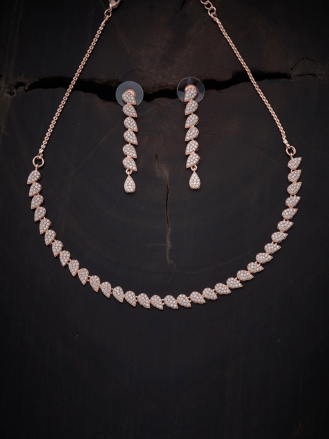 

Kushal's Fashion Jewellery Rose Gold-Plated & Toned CZ Studded Jewellery Set