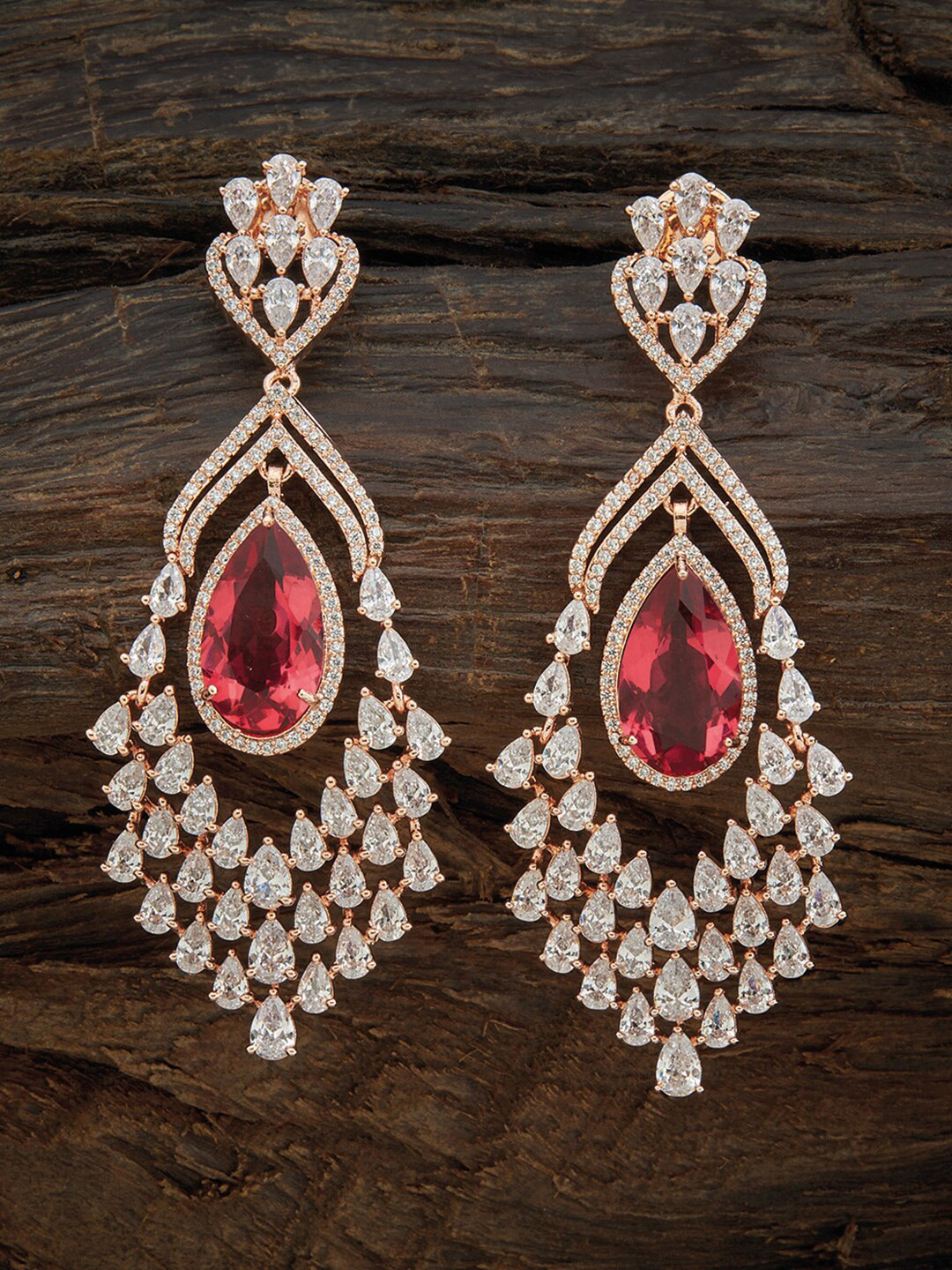 

Kushal's Fashion Jewellery Green Rose-Gold Plated Contemporary Drop Earrings