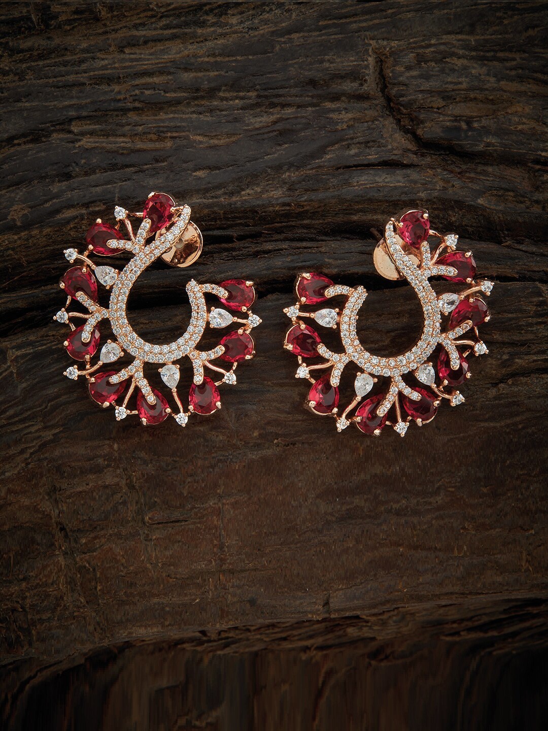 

Kushal's Fashion Jewellery Rose Gold & Red Contemporary Studs Earrings