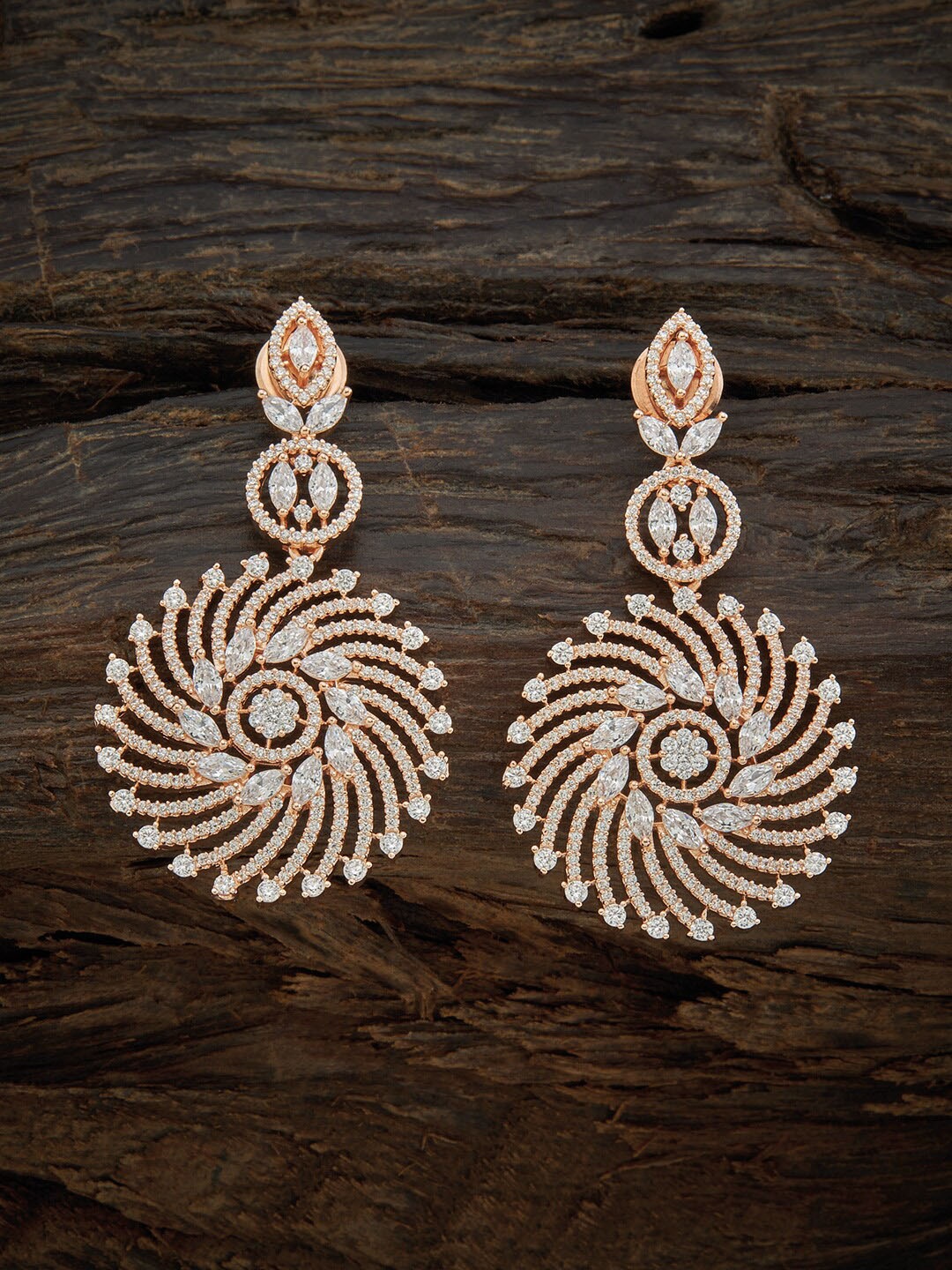 

Kushal's Fashion Jewellery Women Rose-Gold Plated White Floral Drop Earrings