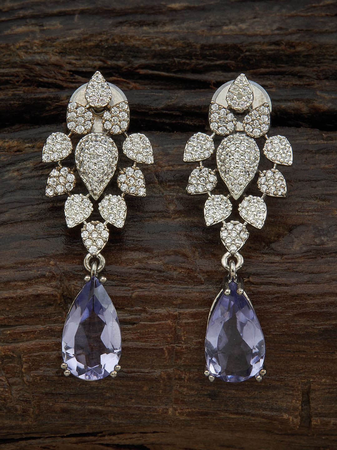 

Kushal's Fashion Jewellery Women Lavender Leaf Shaped Drop Earrings