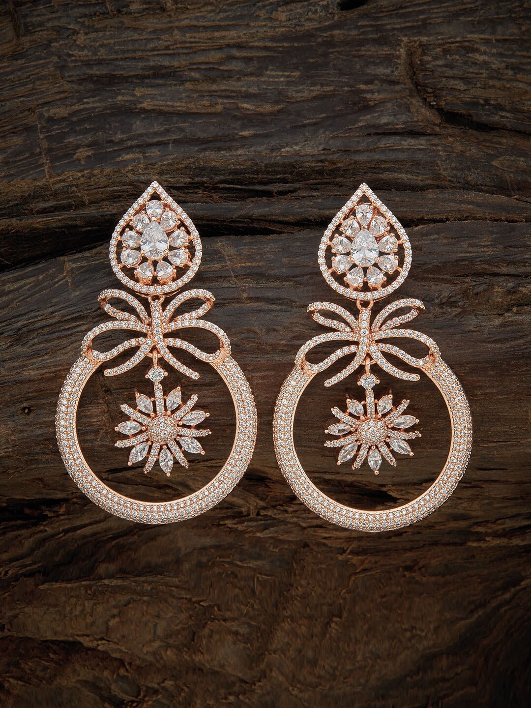 

Kushal's Fashion Jewellery White & Rose Gold Plated Floral Studs Earrings