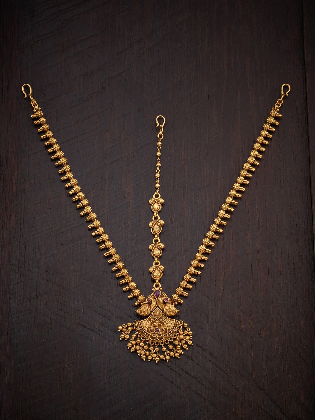 

Kushal's Fashion Jewellery Gold-Toned & Pink Artificial Stones Studded Mathapatti