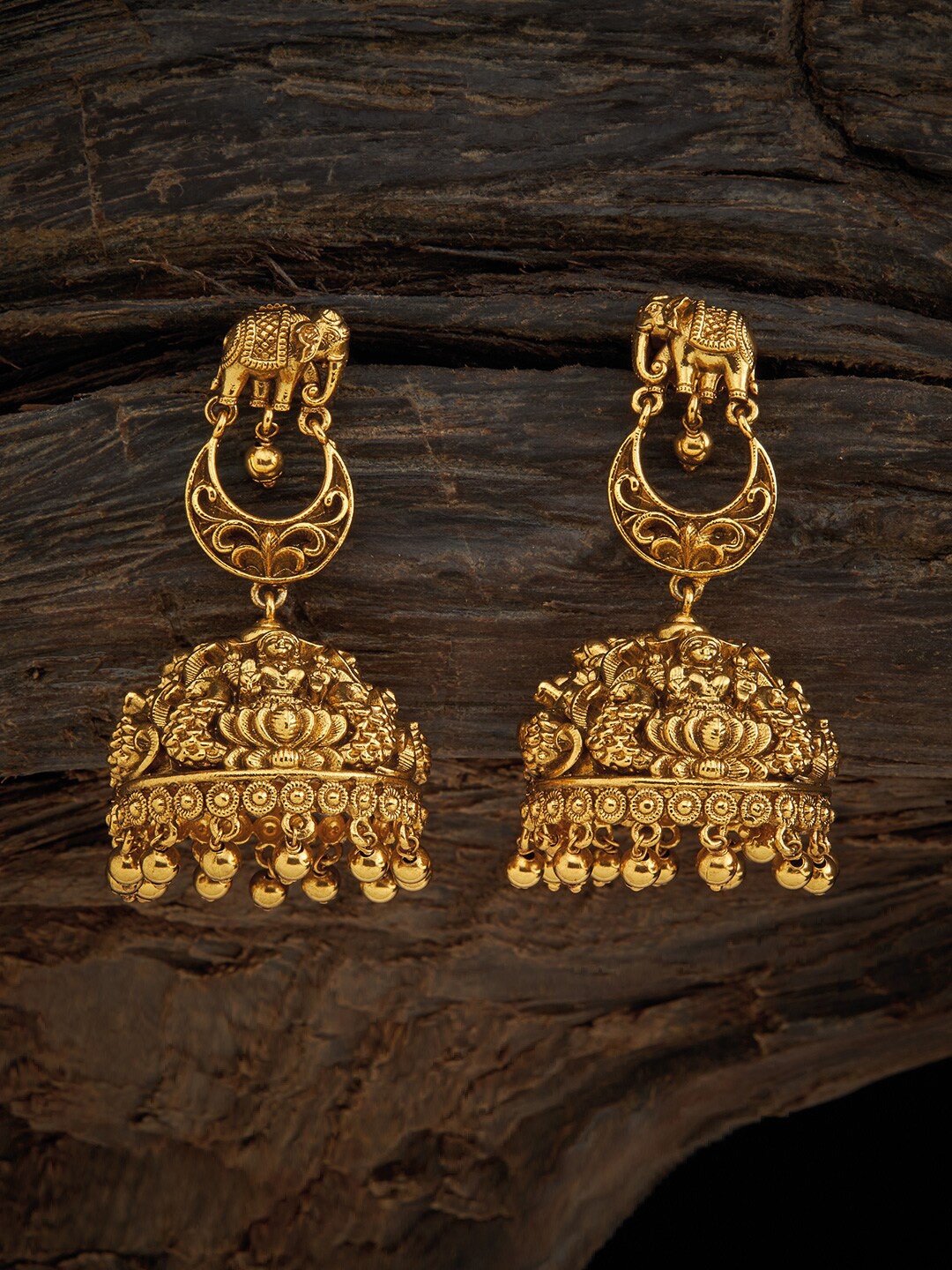 

Kushal's Fashion Jewellery Gold-Plated Classic Jhumkas Earrings