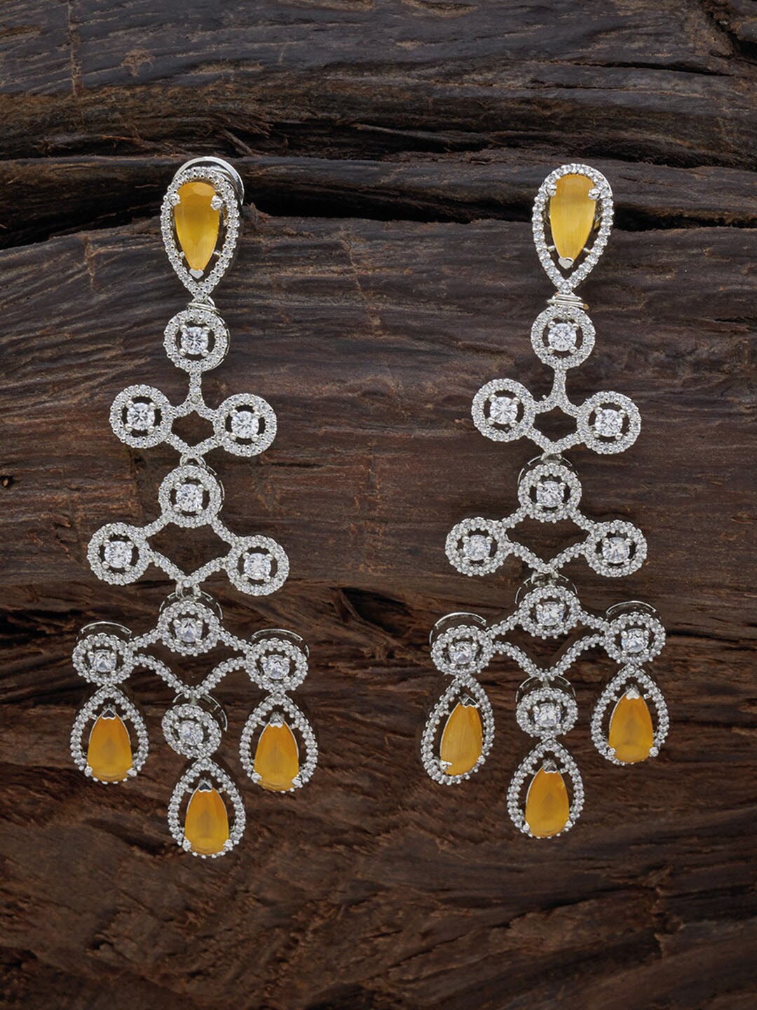 

Kushal's Fashion Jewellery Yellow & Rhodium Plated Contemporary Drop Earrings