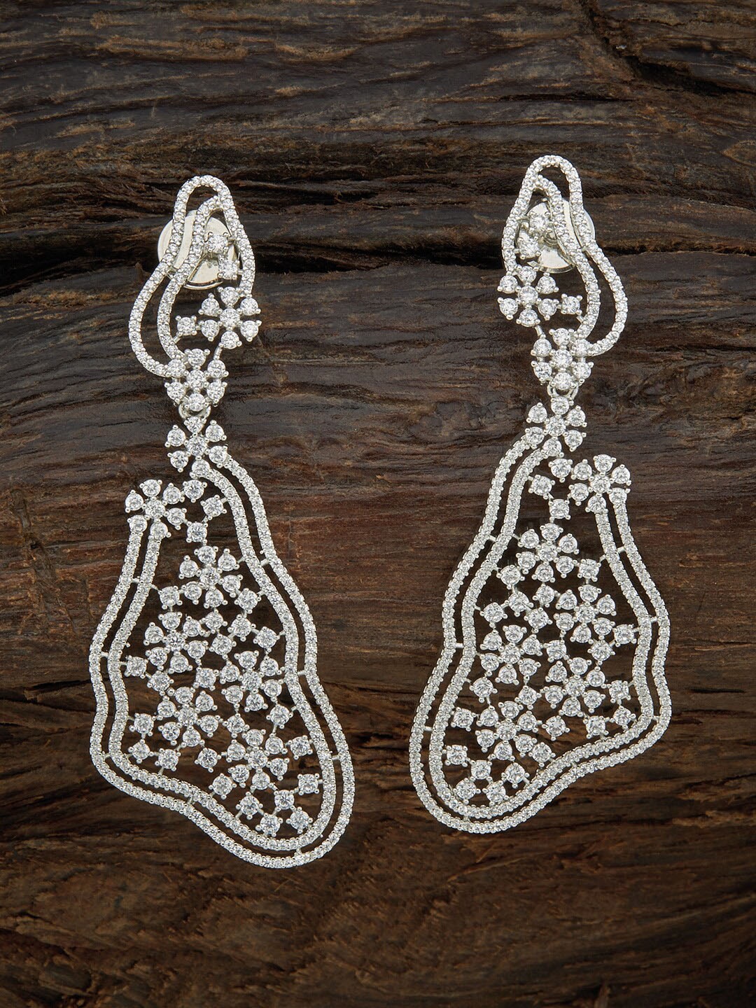 

Kushal's Fashion Jewellery White Rhodium Plated Contemporary Drop Earrings