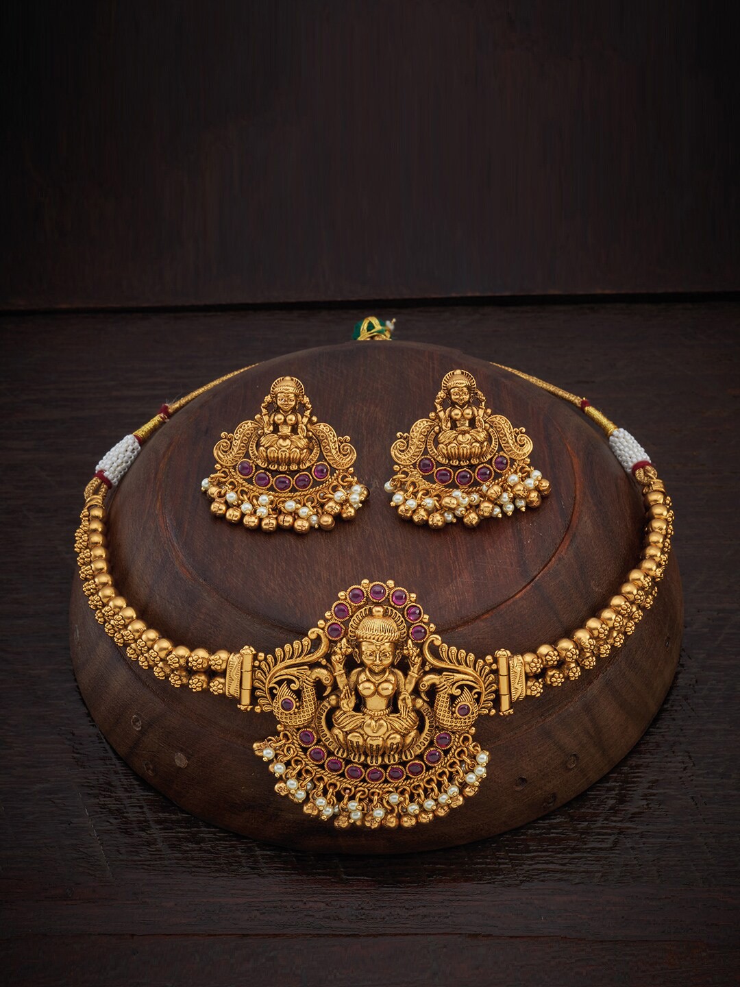 

Kushal's Fashion Jewellery Red Artificial Stones & Beads-Studded Jewellery Set