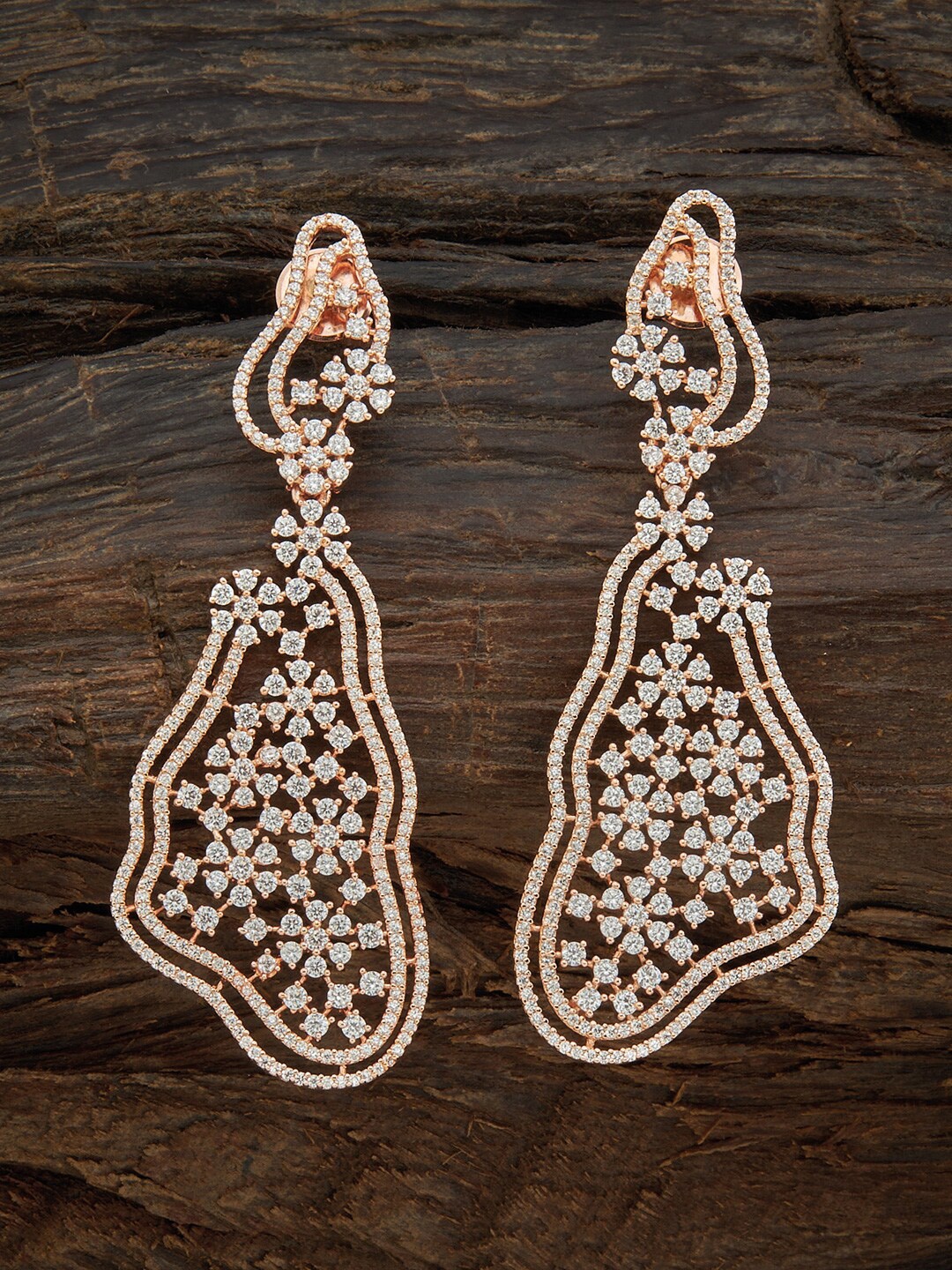 

Kushal's Fashion Jewellery White Rose Gold-Plated Contemporary Drop Earrings