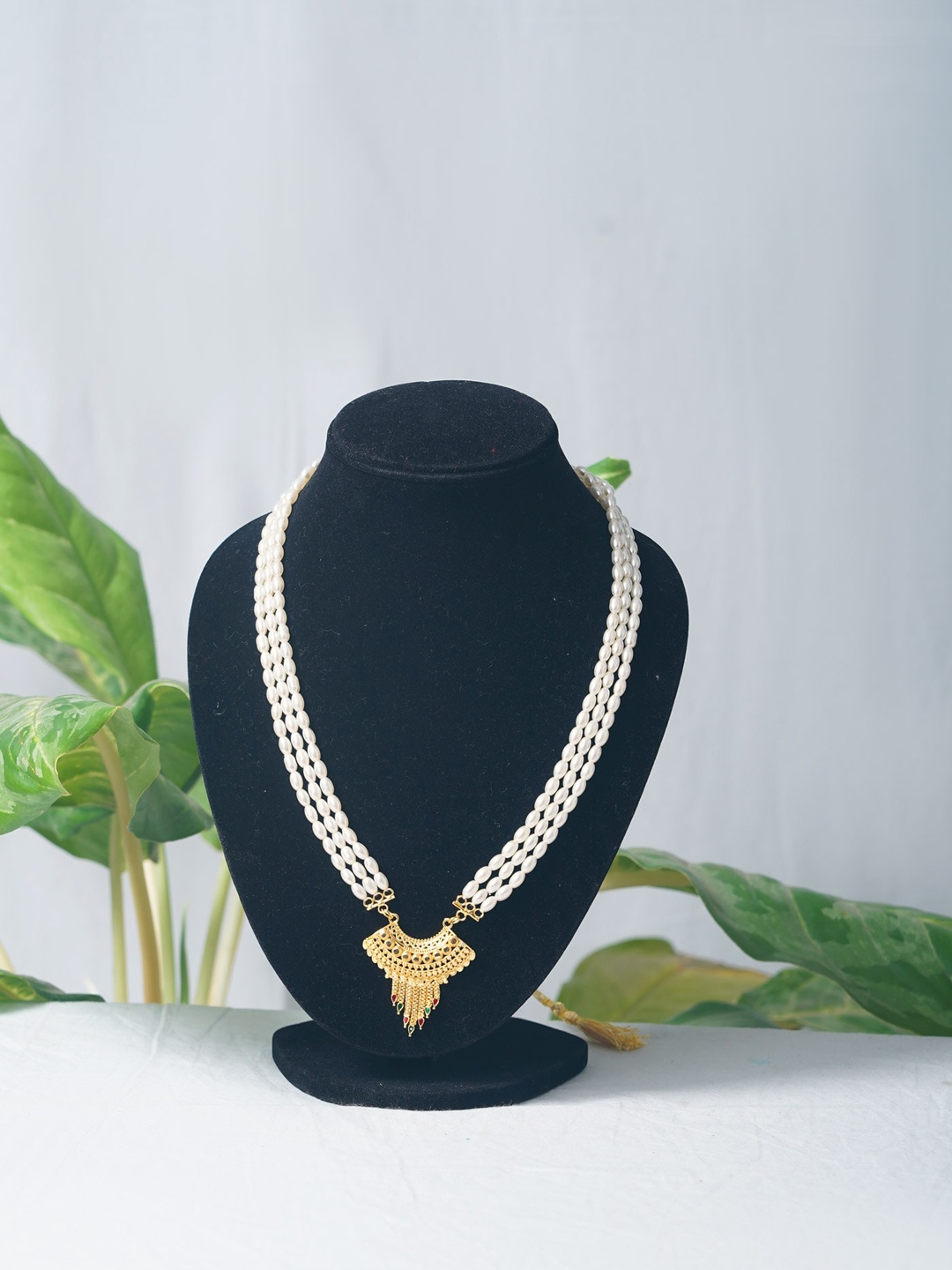 

Unnati Silks White & Gold-Toned Layered Necklace
