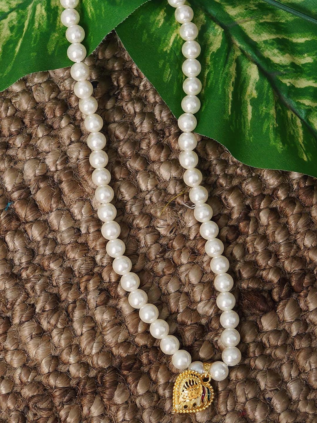 Unnati Silks Women White & Gold-Toned Beaded Necklace