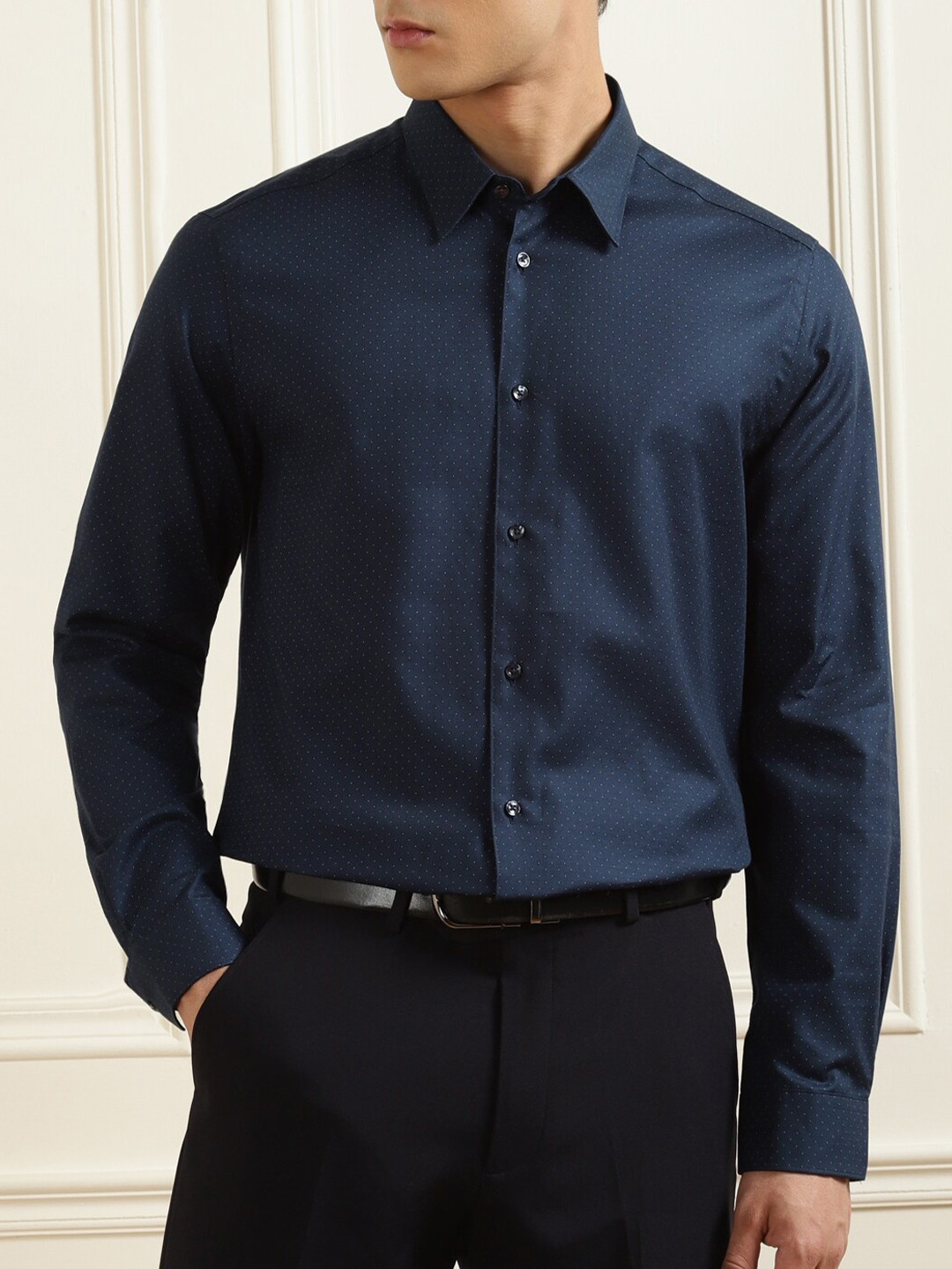 

Ted Baker Men Navy Blue Printed Formal Shirt