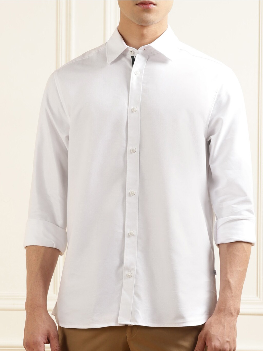 

Ted Baker Men White Solid Lyocell Casual Shirt